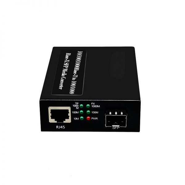 10/100/1000BASE-T to 100/1000BASE-X SFP Media Converter with Built-in Power Supply
