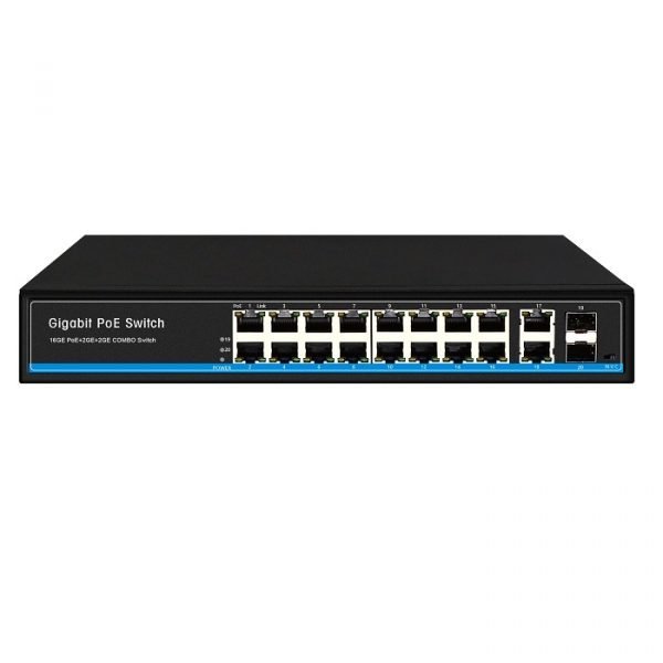 16*10/100/1000Base-TX PoE port + 2*10/100/1000Base-TX uplink RJ45 port + 2*1000M SFP PoE Switches (FSN-2600GGP-SFP)